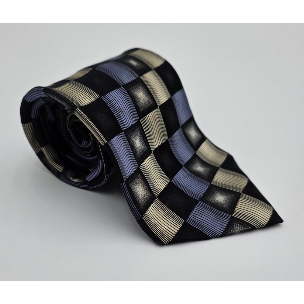Siena Collezione Silk Geometric Checkerboard Necktie Mens‎